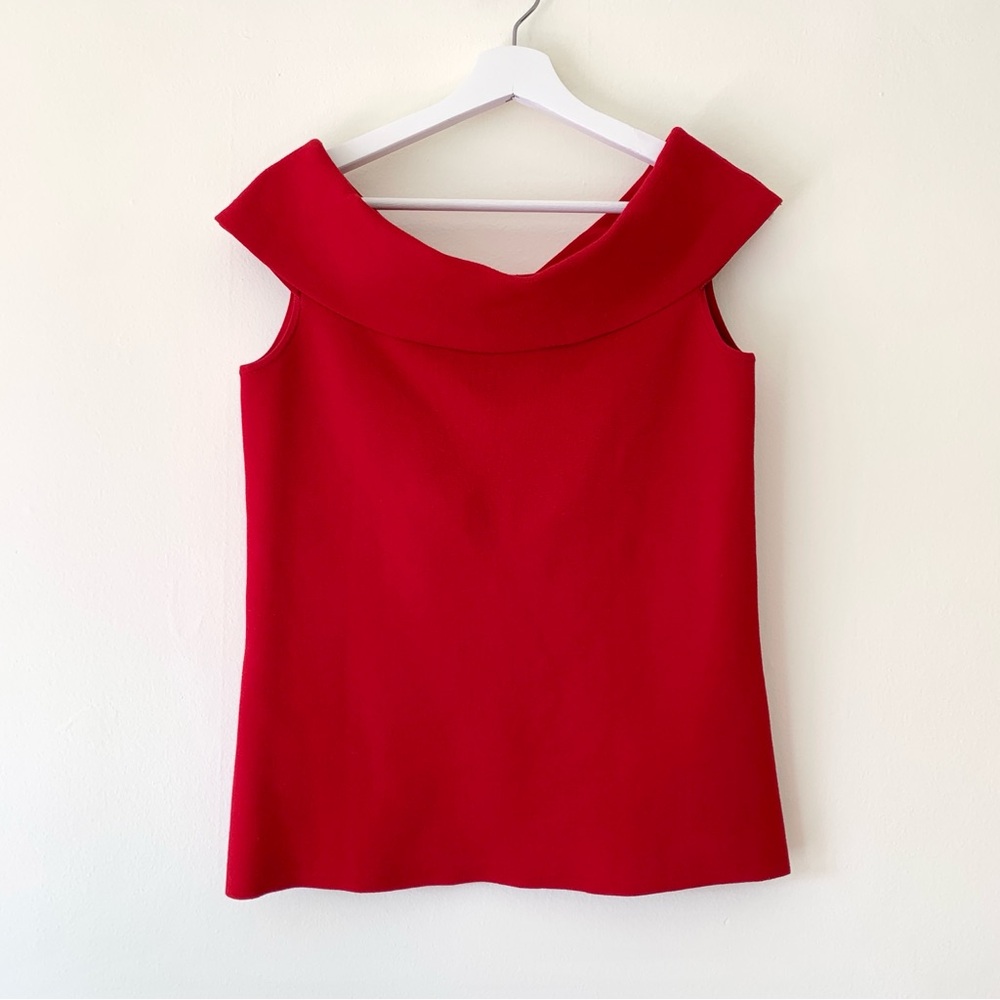 Ann Taylor red knit off the shoulder top - Picture 10 of 16